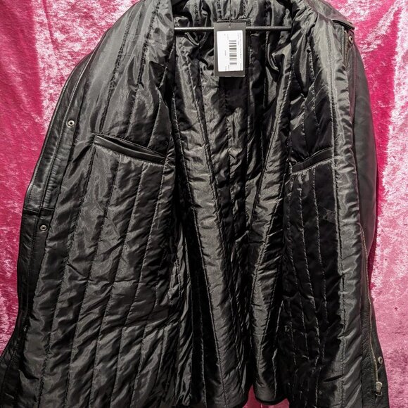 Shelby XXXL Men's Black Leather Car Coat with Four Pocket Design 3XL - Picture 5 of 10